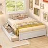 image:imageGiantex Full Size Bed Frame with 2 Storage Drawers Solid Wood Platform Bed with Slats Support Heavy Duty Daybed with Storage No Box Spring Needed Full Bed Frames for Teens Adults WhiteWhite
