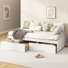 image:imageGiantex Full Size Bed Frame with 2 Storage Drawers Solid Wood Platform Bed with Slats Support Heavy Duty Daybed with Storage No Box Spring Needed Full Bed Frames for Teens Adults WhiteWhite