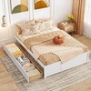 image:imageGiantex Full Size Bed Frame with 2 Storage Drawers Solid Wood Platform Bed with Slats Support Heavy Duty Daybed with Storage No Box Spring Needed Full Bed Frames for Teens Adults WhiteWhite