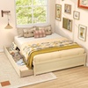 image:imageGiantex Full Size Bed Frame with 2 Storage Drawers Solid Wood Platform Bed with Slats Support Heavy Duty Daybed with Storage No Box Spring Needed Full Bed Frames for Teens Adults WhiteWhite