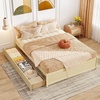 image:imageGiantex Full Size Bed Frame with 2 Storage Drawers Solid Wood Platform Bed with Slats Support Heavy Duty Daybed with Storage No Box Spring Needed Full Bed Frames for Teens Adults WhiteNatural