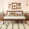 image:imageGiantex Full Size Wood Platform Bed Frame with Headboard Mid Century Solid Wood Mattress Foundation with Slat Support Double Bed Frame w16 UnderBed Storage No Box Spring Needed WhiteQueen