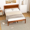 image:imageGiantex Full Size Wood Platform Bed Frame with Headboard Mid Century Solid Wood Mattress Foundation with Slat Support Double Bed Frame w16 UnderBed Storage No Box Spring Needed WhiteFull