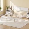 image:imageGiantex Full Size Wood Platform Bed Frame with Headboard Mid Century Solid Wood Mattress Foundation with Slat Support Double Bed Frame w16 UnderBed Storage No Box Spring Needed WhiteQueen