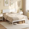 image:imageGiantex Full Size Wood Platform Bed Frame with Headboard Mid Century Solid Wood Mattress Foundation with Slat Support Double Bed Frame w16 UnderBed Storage No Box Spring Needed WhiteFull