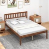 image:imageGiantex Full Size Wood Platform Bed Frame with Headboard Mid Century Solid Wood Mattress Foundation with Slat Support Double Bed Frame w16 UnderBed Storage No Box Spring Needed WhiteFull