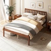 image:imageGiantex Full Size Wood Platform Bed Frame with Headboard Mid Century Solid Wood Mattress Foundation with Slat Support Double Bed Frame w16 UnderBed Storage No Box Spring Needed WhiteFull