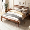 image:imageGiantex Full Size Wood Platform Bed Frame with Headboard Mid Century Solid Wood Mattress Foundation with Slat Support Double Bed Frame w16 UnderBed Storage No Box Spring Needed WhiteQueen