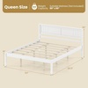 image:imageGiantex Full Size Wood Platform Bed Frame with Headboard Mid Century Solid Wood Mattress Foundation with Slat Support Double Bed Frame w16 UnderBed Storage No Box Spring Needed WhiteQueen