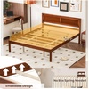 image:imageGiantex Full Size Wood Platform Bed Frame with Headboard Mid Century Solid Wood Mattress Foundation with Slat Support Double Bed Frame w16 UnderBed Storage No Box Spring Needed WhiteQueen