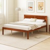 image:imageGiantex Full Size Wood Platform Bed Frame with Headboard Mid Century Solid Wood Mattress Foundation with Slat Support Double Bed Frame w16 UnderBed Storage No Box Spring Needed WhiteQueen