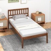 image:imageGiantex Full Size Wood Platform Bed Frame with Headboard Mid Century Solid Wood Mattress Foundation with Slat Support Double Bed Frame w16 UnderBed Storage No Box Spring Needed WhiteTwin