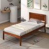 image:imageGiantex Full Size Wood Platform Bed Frame with Headboard Mid Century Solid Wood Mattress Foundation with Slat Support Double Bed Frame w16 UnderBed Storage No Box Spring Needed WhiteTwin