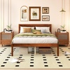 image:imageGiantex Full Size Wood Platform Bed Frame with Headboard Mid Century Solid Wood Mattress Foundation with Slat Support Double Bed Frame w16 UnderBed Storage No Box Spring Needed WhiteFull