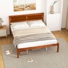image:imageGiantex Full Size Wood Platform Bed Frame with Headboard Mid Century Solid Wood Mattress Foundation with Slat Support Double Bed Frame w16 UnderBed Storage No Box Spring Needed WhiteQueen