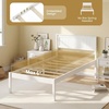 image:imageGiantex Full Size Wood Platform Bed Frame with Headboard Mid Century Solid Wood Mattress Foundation with Slat Support Double Bed Frame w16 UnderBed Storage No Box Spring Needed WhiteTwin