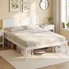 image:imageGiantex Full Size Wood Platform Bed Frame with Headboard Mid Century Solid Wood Mattress Foundation with Slat Support Double Bed Frame w16 UnderBed Storage No Box Spring Needed WhiteQueen