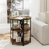 image:imageGiantex Half Round End Table Set of 2 3Tier Narrow Side Table wStudy Metal Frame amp Storage Shelves Half Moon Circle Accent Bedside Night Stand for Living Room Bedroom Small Spaces Rustic BrownRustic Brown