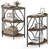 image:imageGiantex Half Round End Table Set of 2 3Tier Narrow Side Table wStudy Metal Frame amp Storage Shelves Half Moon Circle Accent Bedside Night Stand for Living Room Bedroom Small Spaces Rustic BrownRustic Brown