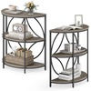 image:imageGiantex Half Round End Table Set of 2 3Tier Narrow Side Table wStudy Metal Frame amp Storage Shelves Half Moon Circle Accent Bedside Night Stand for Living Room Bedroom Small Spaces Rustic BrownGrey