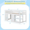 image:imageGiantex Loft Bed Twin Size with LED Lights Wooden Low Bed Frames for Kids w2 Doors UnderBed Play Space amp Storage Bookcase Modern Bedframe with Ladder amp Safety Guardrail for Boys Girls GreyWhite