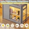 image:imageGiantex Loft Bed Twin Size with LED Lights Wooden Low Bed Frames for Kids w2 Doors UnderBed Play Space amp Storage Bookcase Modern Bedframe with Ladder amp Safety Guardrail for Boys Girls GreyGrey
