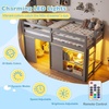 image:imageGiantex Loft Bed Twin Size with LED Lights Wooden Low Bed Frames for Kids w2 Doors UnderBed Play Space amp Storage Bookcase Modern Bedframe with Ladder amp Safety Guardrail for Boys Girls GreyGrey