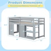 image:imageGiantex Loft Bed Twin Size with LED Lights Wooden Low Bed Frames for Kids w2 Doors UnderBed Play Space amp Storage Bookcase Modern Bedframe with Ladder amp Safety Guardrail for Boys Girls GreyGrey