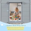 image:imageGiantex Loft Bed Twin Size with LED Lights Wooden Low Bed Frames for Kids w2 Doors UnderBed Play Space amp Storage Bookcase Modern Bedframe with Ladder amp Safety Guardrail for Boys Girls GreyGrey