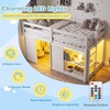 image:imageGiantex Loft Bed Twin Size with LED Lights Wooden Low Bed Frames for Kids w2 Doors UnderBed Play Space amp Storage Bookcase Modern Bedframe with Ladder amp Safety Guardrail for Boys Girls GreyWhite