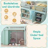 image:imageGiantex Low Loft Bed Twin Size with LED Lights Wooden Bed Frame wStairs Safety Guardrails Storage Cabinet Bookshelf amp UnderBed Play Space Modern Kids Loft Bed for Boys Girls Mint GreenMint Green
