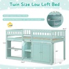 image:imageGiantex Low Loft Bed Twin Size with LED Lights Wooden Bed Frame wStairs Safety Guardrails Storage Cabinet Bookshelf amp UnderBed Play Space Modern Kids Loft Bed for Boys Girls Mint GreenMint Green