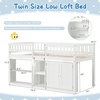 image:imageGiantex Low Loft Bed Twin Size with LED Lights Wooden Bed Frame wStairs Safety Guardrails Storage Cabinet Bookshelf amp UnderBed Play Space Modern Kids Loft Bed for Boys Girls Mint GreenWhite