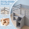 image:imageGiantex Low Loft Bed Twin Size with LED Lights Wooden Bed Frame wStairs Safety Guardrails Storage Cabinet Bookshelf amp UnderBed Play Space Modern Kids Loft Bed for Boys Girls Mint GreenGrey