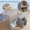 image:imageGiantex Low Loft Bed Twin Size with LED Lights Wooden Bed Frame wStairs Safety Guardrails Storage Cabinet Bookshelf amp UnderBed Play Space Modern Kids Loft Bed for Boys Girls Mint GreenGrey