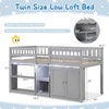 image:imageGiantex Low Loft Bed Twin Size with LED Lights Wooden Bed Frame wStairs Safety Guardrails Storage Cabinet Bookshelf amp UnderBed Play Space Modern Kids Loft Bed for Boys Girls Mint GreenGrey