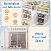 image:imageGiantex Low Loft Bed Twin Size with LED Lights Wooden Bed Frame wStairs Safety Guardrails Storage Cabinet Bookshelf amp UnderBed Play Space Modern Kids Loft Bed for Boys Girls Mint GreenWhite