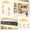 image:imageGiantex Low Loft Bed with LED Lights Twin Size Bed Frames for Kids wChalkboard Removable Bookcase amp UnderBed Storage Space Wood Loft Beds with Stairs Safety Guardrail for Girls Boys WhiteWhite