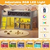 image:imageGiantex Low Loft Bed with LED Lights Twin Size Bed Frames for Kids wChalkboard Removable Bookcase amp UnderBed Storage Space Wood Loft Beds with Stairs Safety Guardrail for Girls Boys WhiteGrey