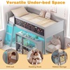 image:imageGiantex Low Loft Bed with LED Lights Twin Size Bed Frames for Kids wChalkboard Removable Bookcase amp UnderBed Storage Space Wood Loft Beds with Stairs Safety Guardrail for Girls Boys WhiteGrey