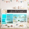 image:imageGiantex Low Loft Bed with LED Lights Twin Size Bed Frames for Kids wChalkboard Removable Bookcase amp UnderBed Storage Space Wood Loft Beds with Stairs Safety Guardrail for Girls Boys WhiteWhite