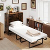 image:imageGiantex Murphy Bed Cabinet with Mattress  74 x 31 Cot Size Folding Bed wStorage Metal Frame amp Lockable Rolling Wheels SpaceSaving Roll Away Beds with Mattresses for Adults Guests Rustic BrownRustic Brown