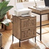 image:imageGiantex Night Stand Set 2 Mid Century Modern Sofa End Bedside Table w2 Woven Storage Drawers amp Raised Metal Support Legs Wood Side Table for Bedroom Home Office Rustic Oak1