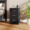 image:imageGiantex Night Stand Set 2 with Charging Station 26 Tall Side End Table w3 Storage Drawers Wooden Nightstand Chest of Drawers Wood Dresser for Bedroom Office 2 NaturalBlack