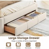 image:imageGiantex Queen Size Bed Frame with Storage Drawer Upholstered Velvet Platform Bed with Vertical Channel Headboard Wooden Slats Support Mattress Foundation No Box Spring Needed BeigeBeige