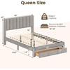 image:imageGiantex Queen Size Bed Frame with Storage Drawer Upholstered Velvet Platform Bed with Vertical Channel Headboard Wooden Slats Support Mattress Foundation No Box Spring Needed BeigeGrey