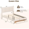 image:imageGiantex Queen Size Bed Frame with Storage Drawer Upholstered Velvet Platform Bed with Vertical Channel Headboard Wooden Slats Support Mattress Foundation No Box Spring Needed BeigeBeige
