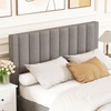 image:imageGiantex Queen Size Bed Frame with Storage Drawer Upholstered Velvet Platform Bed with Vertical Channel Headboard Wooden Slats Support Mattress Foundation No Box Spring Needed BeigeGrey
