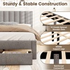 image:imageGiantex Queen Size Bed Frame with Storage Drawer Upholstered Velvet Platform Bed with Vertical Channel Headboard Wooden Slats Support Mattress Foundation No Box Spring Needed BeigeGrey