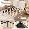 image:imageGiantex Queen Size Lift Up Storage Bed Modern Corduroy Upholstered Platform wWingback Headboard Hydraulic Support Queen Bed Frame with Storage No Box Spring Needed BeigeBeige